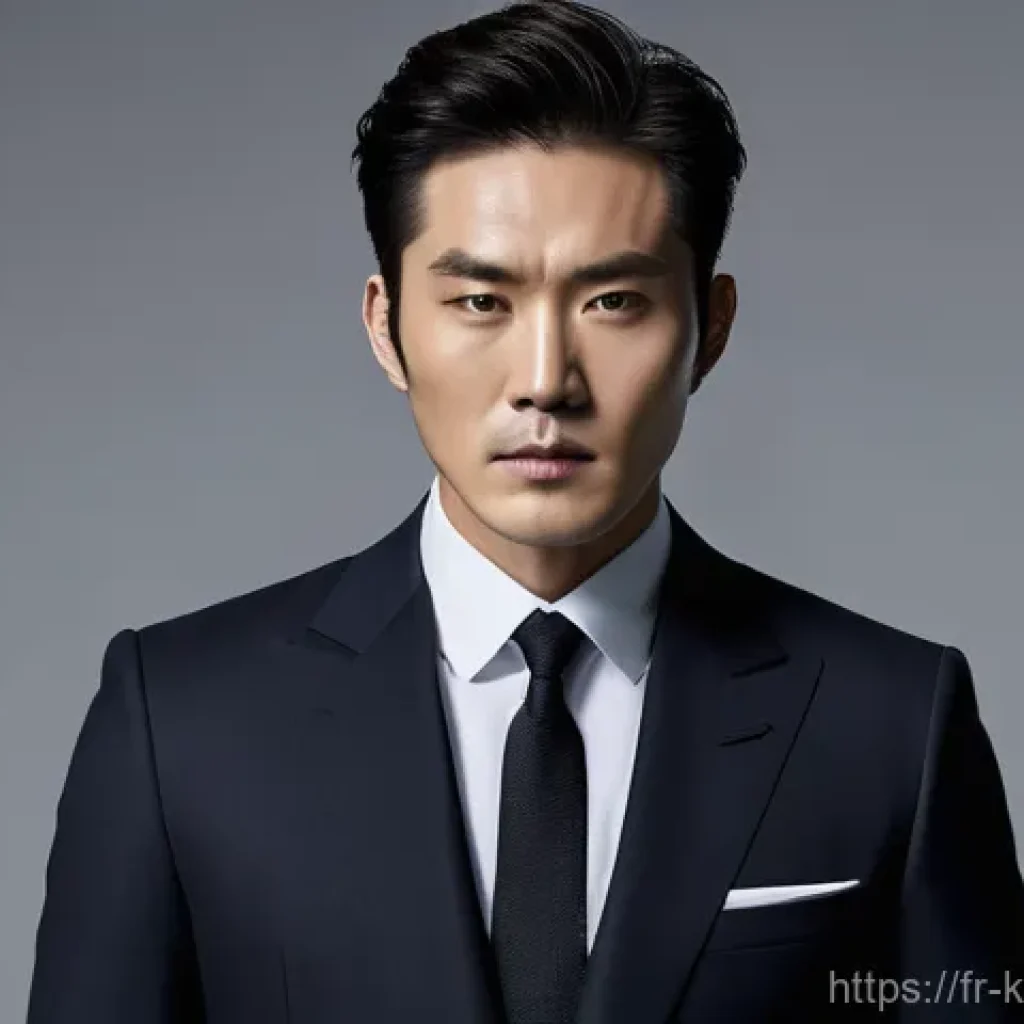 최민식과 류승룡의 연기 비교 - A captivating portrait of a Korean actor with an intensely focused and profound gaze, embodying a ch...