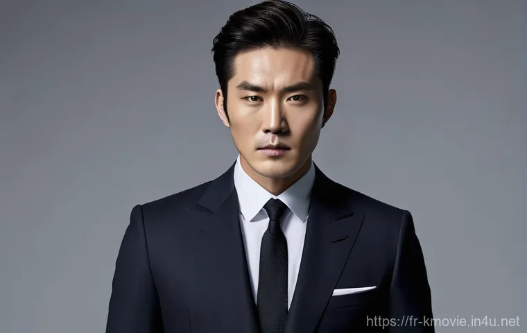 최민식과 류승룡의 연기 비교 - A captivating portrait of a Korean actor with an intensely focused and profound gaze, embodying a ch...