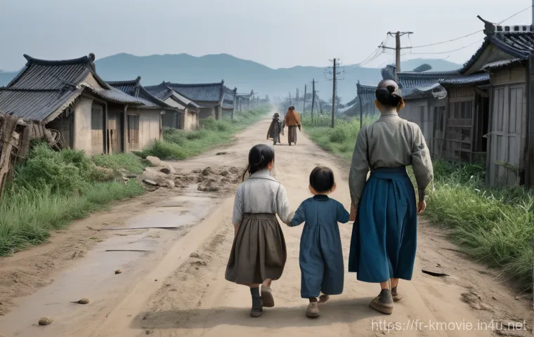 영화  태극기 휘날리며 의 역사적 배경 - **Prompt:** A poignant medium close-up shot capturing the deep emotional bond between two Korean bro...